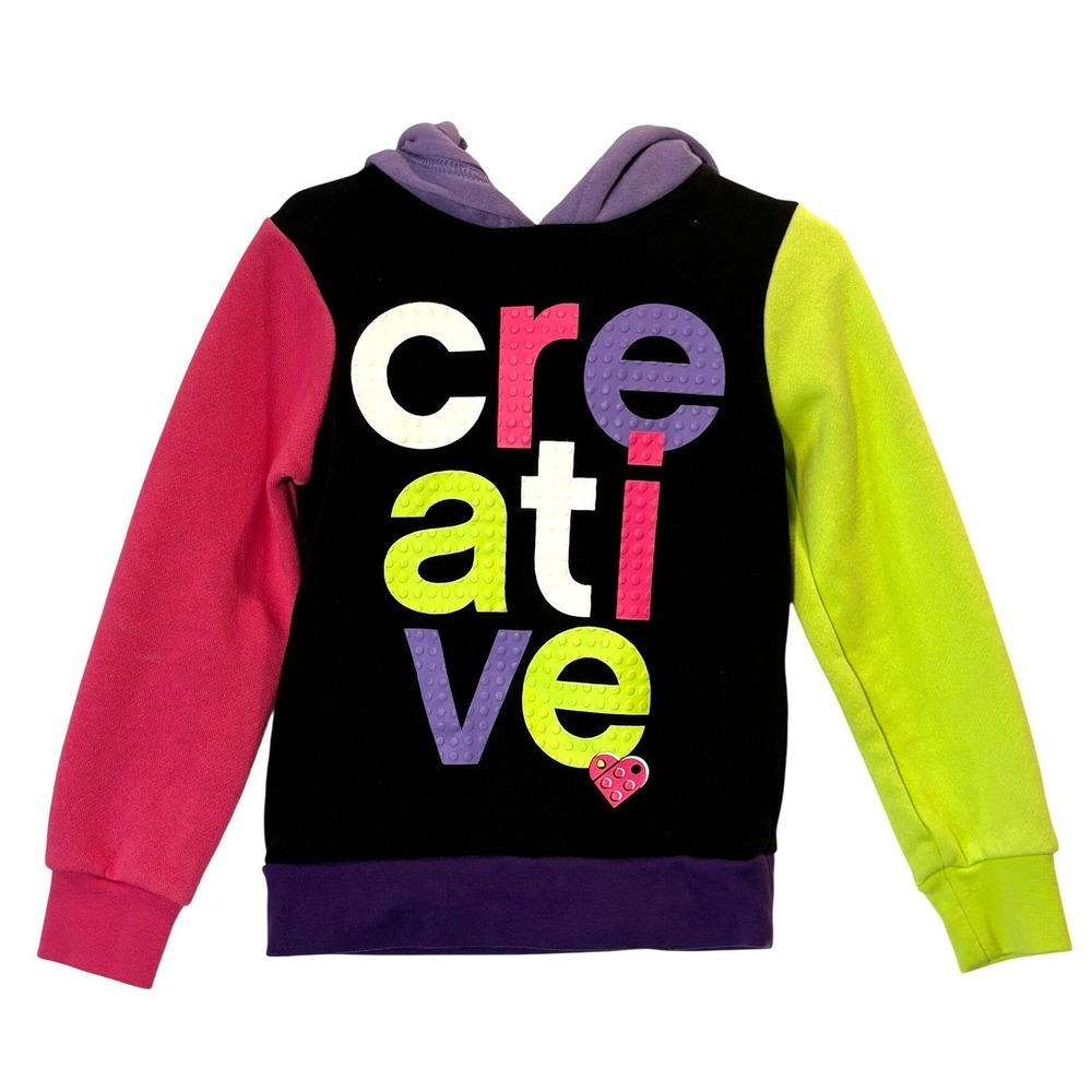 LEGO Kids Creative Colorblock Hoodie Black Pink Green Purple Size 4 XS 3-4 Years